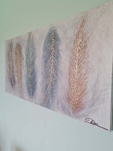 painting of feathers on canvas