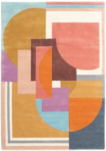 wool rug, bright rug, abstract rug